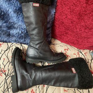 HUNTER Waterproof Leather Shearling Boots 8